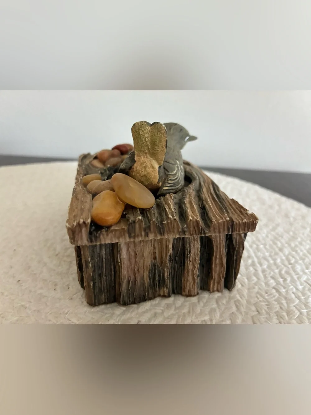Decorative Brown Bird Nest trinket box - Neutral Accent